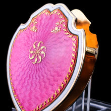 Load image into Gallery viewer, Antique Solid Silver Gilt Pink Enamel Guilloche Large Paper Clip - c.1880