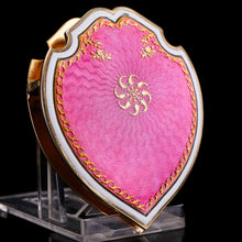 Load image into Gallery viewer, Antique Solid Silver Gilt Pink Enamel Guilloche Large Paper Clip - c.1880