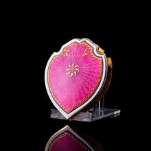 Load image into Gallery viewer, Antique Solid Silver Gilt Pink Enamel Guilloche Large Paper Clip - c.1880