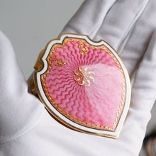 Load image into Gallery viewer, Antique Solid Silver Gilt Pink Enamel Guilloche Large Paper Clip - c.1880