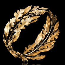 Load image into Gallery viewer, Antique Solid Silver Gilt Crown Foliate Wreath with Laurel/Acorn Leaves - 19th Century