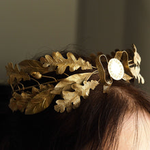 Load image into Gallery viewer, Antique Solid Silver Gilt Crown Foliate Wreath with Laurel/Acorn Leaves - 19th Century