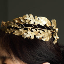 Load image into Gallery viewer, Antique Solid Silver Gilt Crown Foliate Wreath with Laurel/Acorn Leaves - 19th Century
