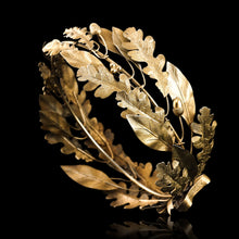 Load image into Gallery viewer, Antique Solid Silver Gilt Crown Foliate Wreath with Laurel/Acorn Leaves - 19th Century
