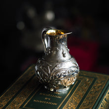 Load image into Gallery viewer, Antique Victorian Solid Silver Milk Pitcher Jug with Ornate Chased Design - London 1863
