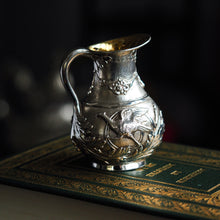 Load image into Gallery viewer, Antique Victorian Solid Silver Milk Pitcher Jug with Ornate Chased Design - London 1863