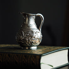 Load image into Gallery viewer, Antique Victorian Solid Silver Milk Pitcher Jug with Ornate Chased Design - London 1863