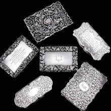 Load image into Gallery viewer, Antique Victorian Solid Silver Snuff Box with Scrolled Acanthus Engravings - Nathaniel Mills 1840