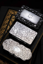 Load image into Gallery viewer, Antique Victorian Solid Silver Snuff Box with Scrolled Acanthus Engravings - Nathaniel Mills 1840