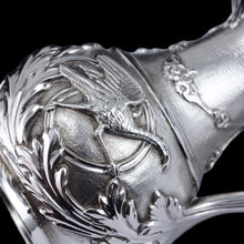 Load image into Gallery viewer, Antique Victorian Solid Silver Milk Pitcher Jug with Ornate Chased Design - London 1863