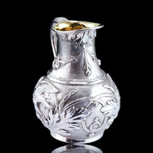 Load image into Gallery viewer, Antique Victorian Solid Silver Milk Pitcher Jug with Ornate Chased Design - London 1863