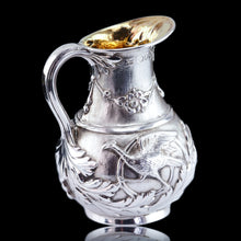 Load image into Gallery viewer, Antique Victorian Solid Silver Milk Pitcher Jug with Ornate Chased Design - London 1863