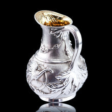 Load image into Gallery viewer, Antique Victorian Solid Silver Milk Pitcher Jug with Ornate Chased Design - London 1863