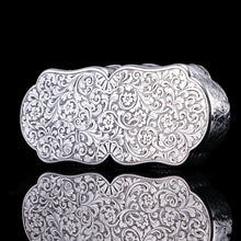 Load image into Gallery viewer, Antique Victorian Solid Silver Snuff Box with Scrolled Acanthus Engravings - Nathaniel Mills 1840