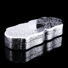 Load image into Gallery viewer, Antique Victorian Solid Silver Snuff Box with Scrolled Acanthus Engravings - Nathaniel Mills 1840