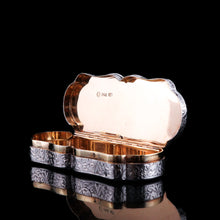 Load image into Gallery viewer, Antique Victorian Solid Silver Snuff Box with Scrolled Acanthus Engravings - Nathaniel Mills 1840