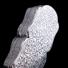 Load image into Gallery viewer, Antique Victorian Solid Silver Snuff Box with Scrolled Acanthus Engravings - Nathaniel Mills 1840