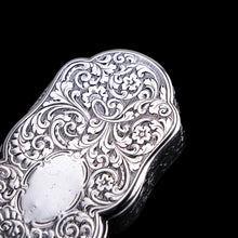 Load image into Gallery viewer, Antique Victorian Solid Silver Snuff Box with Scrolled Acanthus Engravings - Nathaniel Mills 1840