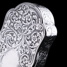 Load image into Gallery viewer, Antique Victorian Solid Silver Snuff Box with Scrolled Acanthus Engravings - Nathaniel Mills 1840