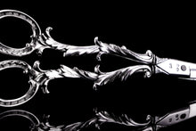 Load image into Gallery viewer, Antique Victorian Solid Silver Scissors/Grape Shears Cast Acanthus Design - Francis Higgins 1846