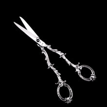 Load image into Gallery viewer, Antique Victorian Solid Silver Scissors/Grape Shears Cast Acanthus Design - Francis Higgins 1846