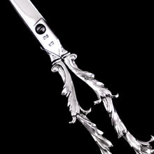 Load image into Gallery viewer, Antique Victorian Solid Silver Scissors/Grape Shears Cast Acanthus Design - Francis Higgins 1846