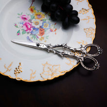 Load image into Gallery viewer, Antique Victorian Solid Silver Scissors/Grape Shears Cast Acanthus Design - Francis Higgins 1846