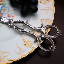 Load image into Gallery viewer, Antique Victorian Solid Silver Scissors/Grape Shears Cast Acanthus Design - Francis Higgins 1846