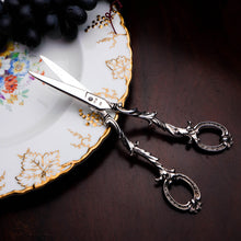Load image into Gallery viewer, Antique Victorian Solid Silver Scissors/Grape Shears Cast Acanthus Design - Francis Higgins 1846