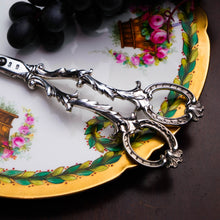Load image into Gallery viewer, Antique Victorian Solid Silver Scissors/Grape Shears Cast Acanthus Design - Francis Higgins 1846