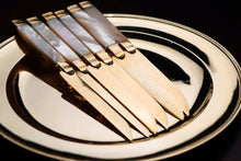 Load image into Gallery viewer, Antique Solid Silver Gilt Mother of Pearl Knives Set of 6 - 19th C. Dutch/Southern Netherlands