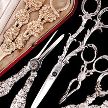 Load image into Gallery viewer, Magnificent Antique Georgian Solid Silver Grape Scissors/Shears with Figural Bacchanalia Masks - London c.1830