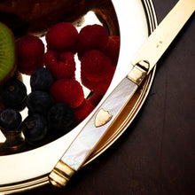 Load image into Gallery viewer, Antique Solid Silver Gilt Mother of Pearl Knives Set of 6 - 19th C. Dutch/Southern Netherlands