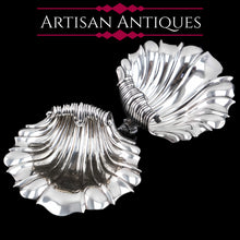 Load image into Gallery viewer, Antique Solid Silver Shell Salt/Butter Dishes Pair in Marvellous Cast Form - Mary Sibley & Richard Sibley 1838