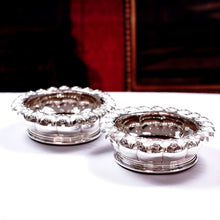 Load image into Gallery viewer, Antique Georgian Solid Silver Wine Coasters/Bottle Holders - Barnards 1829