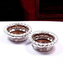 Load image into Gallery viewer, Antique Georgian Solid Silver Wine Coasters/Bottle Holders - Barnards 1829
