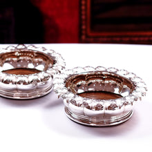 Load image into Gallery viewer, Antique Georgian Solid Silver Wine Coasters/Bottle Holders - Barnards 1829