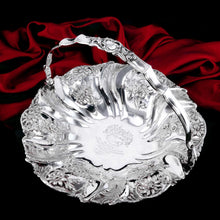 Load image into Gallery viewer, A Magnificent Large Georgian Solid Silver Basket with Floral Motifs (1kg+) - Joseph & John Angell 1835