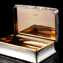 Load image into Gallery viewer, Antique Georgian Silver Table Snuff Box with Engine Turned & Floral Border Decorations - 1829