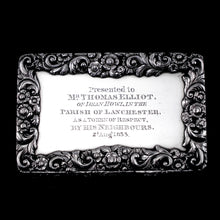 Load image into Gallery viewer, Antique Georgian Silver Table Snuff Box with Engine Turned & Floral Border Decorations - 1829