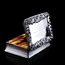 Load image into Gallery viewer, Antique Georgian Silver Table Snuff Box with Engine Turned & Floral Border Decorations - 1829