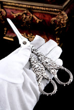Load image into Gallery viewer, Magnificent Antique Georgian Solid Silver Grape Scissors/Shears with Figural Bacchanalia Masks - London c.1830