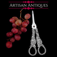 Load image into Gallery viewer, Magnificent Antique Georgian Solid Silver Grape Scissors/Shears with Figural Bacchanalia Masks - London c.1830