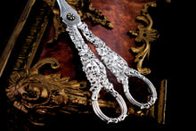 Load image into Gallery viewer, Magnificent Antique Georgian Solid Silver Grape Scissors/Shears with Figural Bacchanalia Masks - London c.1830