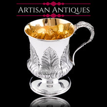 Load image into Gallery viewer, Antique Georgian Solid Silver Mug Cup with Chased Laurel Leaves - London c.1800s
