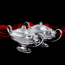 Load image into Gallery viewer, Antique Georgian Solid Silver Pair of Tureens in Neoclassical Style - Benjamin Laver 1782