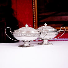 Load image into Gallery viewer, Antique Georgian Solid Silver Pair of Tureens in Neoclassical Style - Benjamin Laver 1782