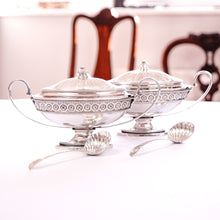 Load image into Gallery viewer, Antique Georgian Solid Silver Pair of Tureens in Neoclassical Style - Benjamin Laver 1782