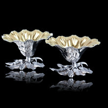 Load image into Gallery viewer, Antique Solid Silver Salt Cellars Naturalistic Flower Design - William Bateman 1832 - Artisan Antiques