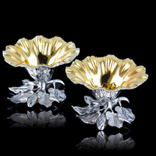 Load image into Gallery viewer, Antique Solid Silver Salt Cellars Naturalistic Flower Design - William Bateman 1832 - Artisan Antiques
